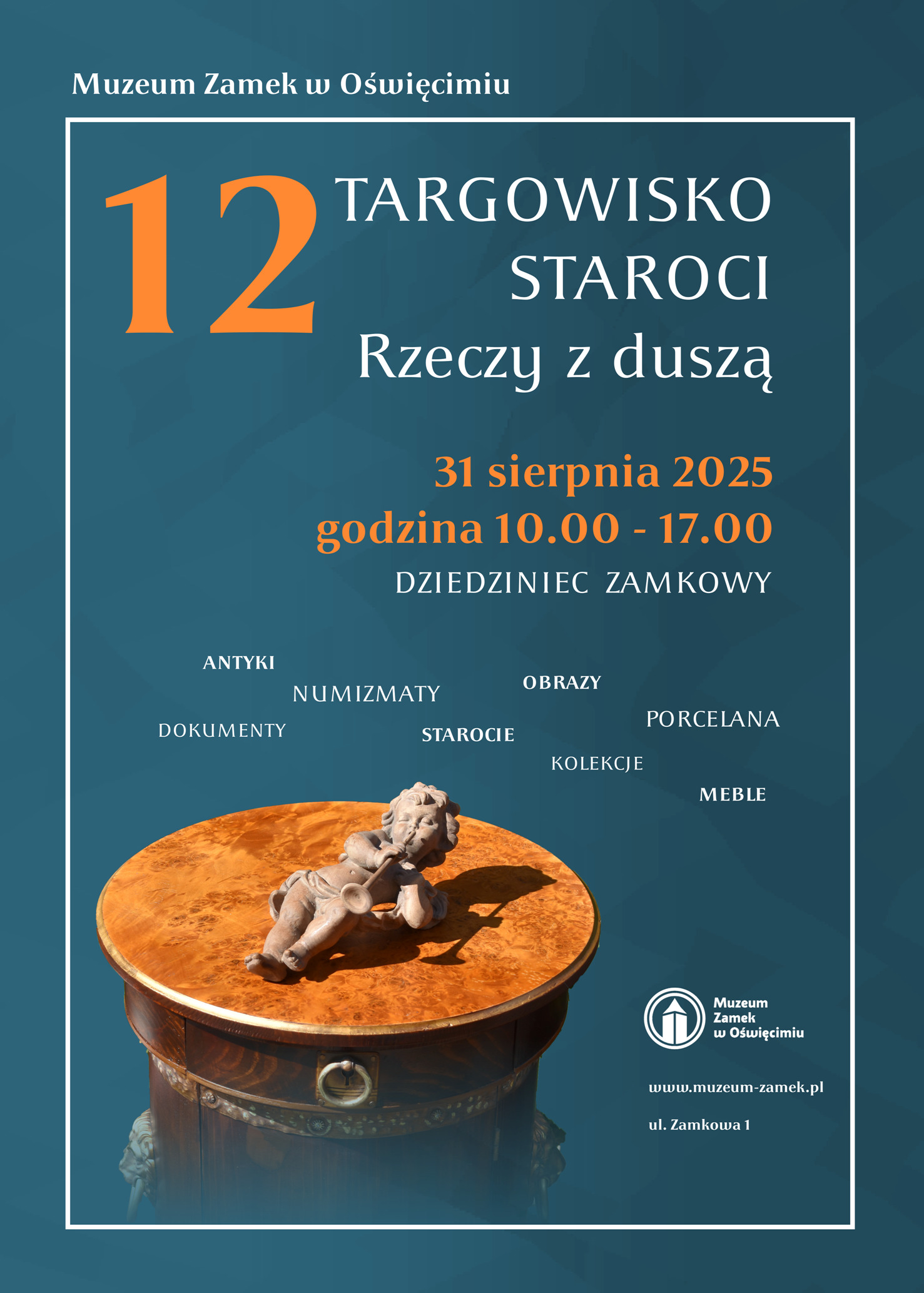 20250828-targowisko-plakat - NaszOświęcim - informacje i wydarzenia. Plakat targowiska staroci