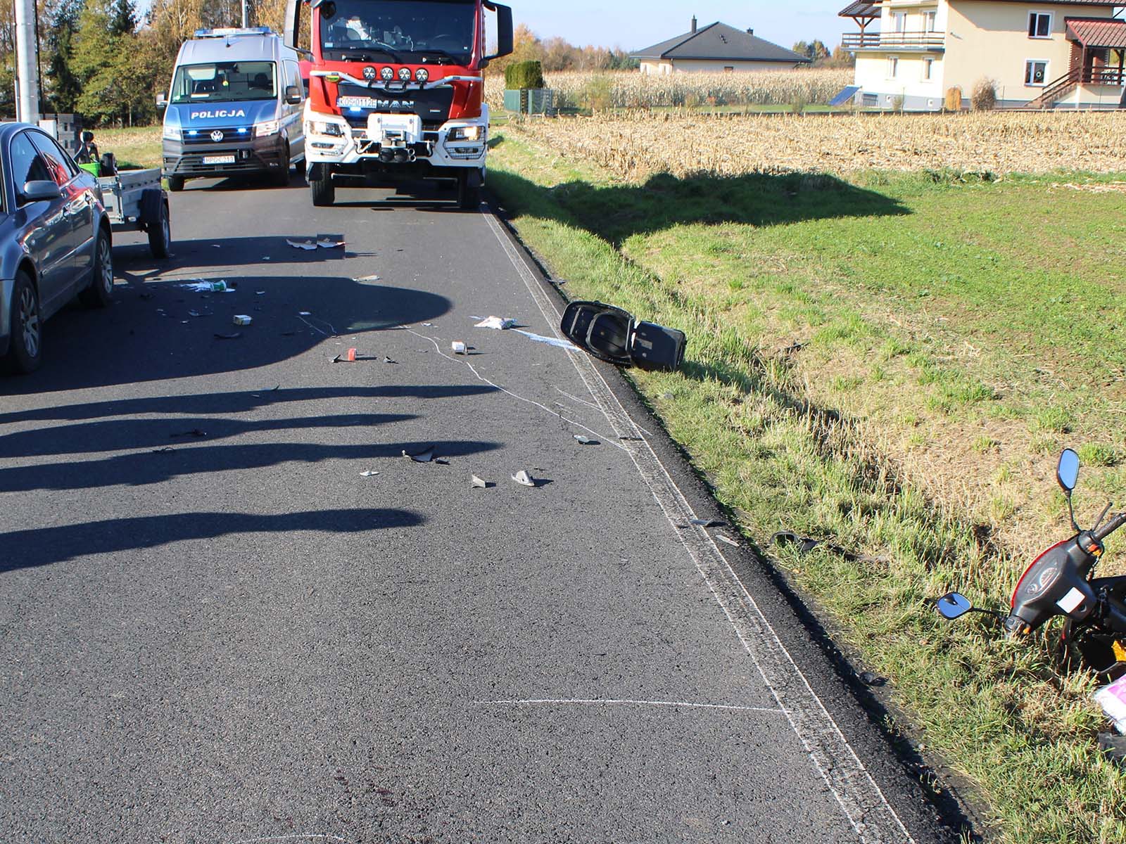 Wypadek w Głębowicach - NaszOświęcim - informacje i wydarzenia. Wypadek w Głębowicach koło Oświęcimia z udziałem motoroweru