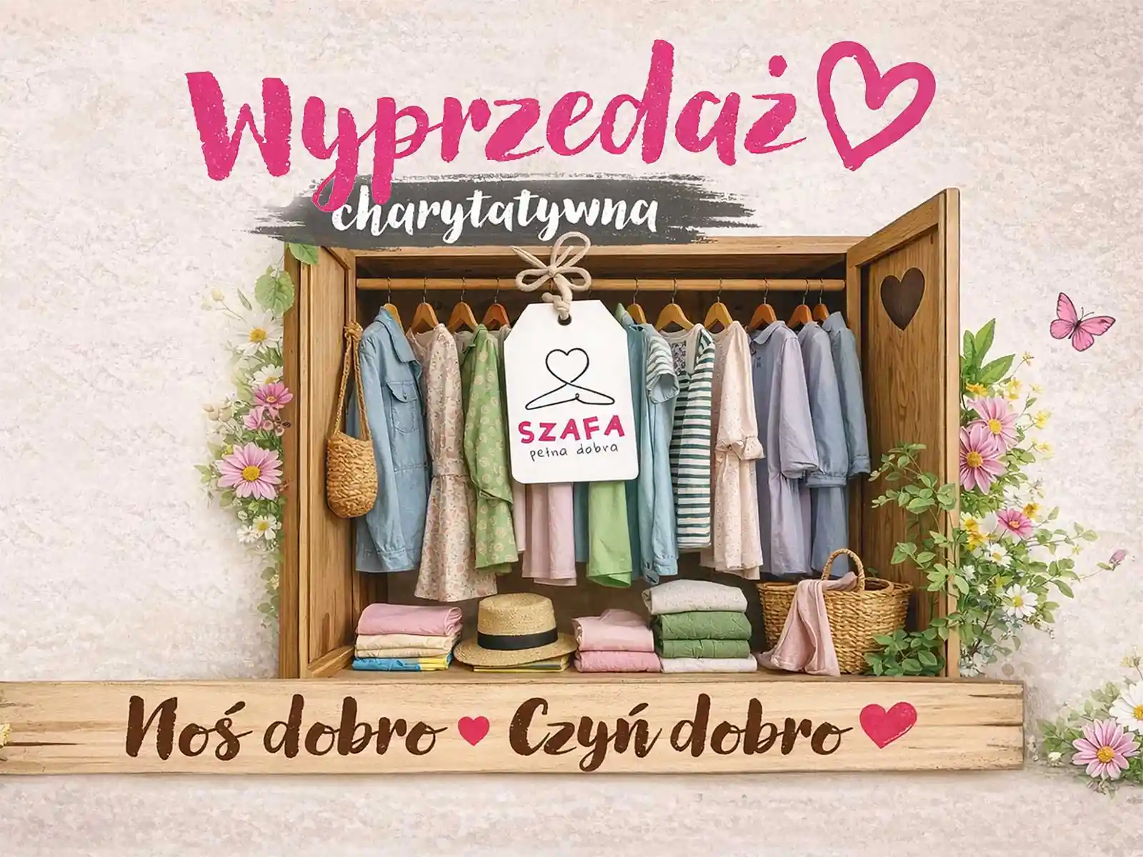 Plakat wyprzedaży charytatywnej Szafa Pełna Dobra w Oświęcimskim Centrum Kultury, 25 kwietnia 2025 - NaszOświęcim - informacje i wydarzenia. Plakat wyprzedaży charytatywnej Szafa Pełna Dobra w Oświęcimskim Centrum Kultury, 25 kwietnia 2025